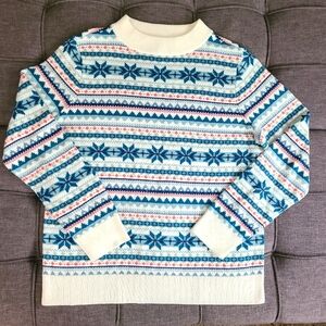 Talbots Snowflake mock neck Sweater Size M‎ Winter Holiday women's EUC